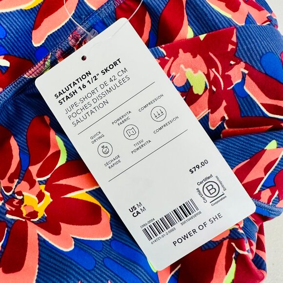 ATHLETA SALUTATION STASH FLORAL 16 1/2" SKORT GOLF SKIRT WITH UNDER SHORT - Picture 8 of 8